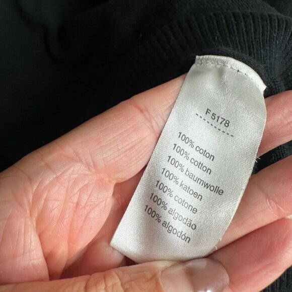 Lacoste Sweater Mens Sz 8 US XXL Black Cotton V Neck Long Sleeve Logo Pullover - Picture 7 of 10